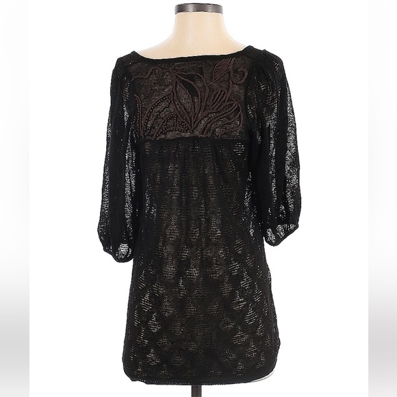 Black Net Short Sleeve Top - Picture 2 of 2